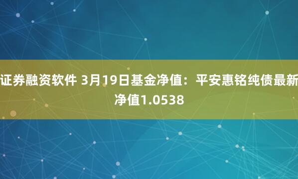 证券融资软件 3月19日基金净值：平安惠铭纯债最新净值1.0538