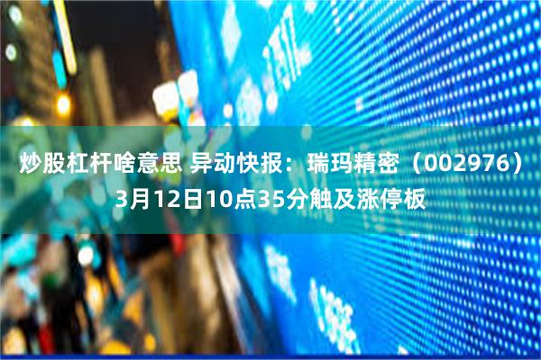 炒股杠杆啥意思 异动快报：瑞玛精密（002976）3月12日10点35分触及涨停板