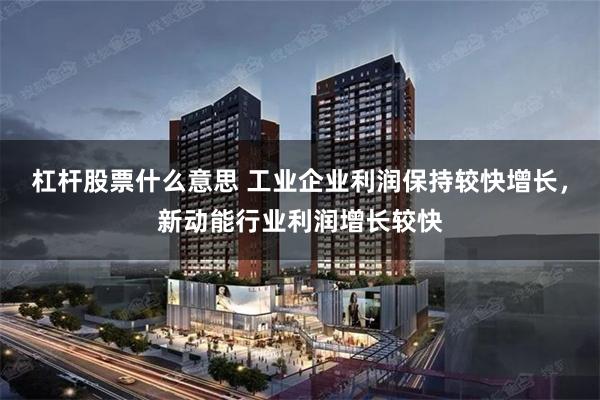 杠杆股票什么意思 工业企业利润保持较快增长，新动能行业利润增长较快