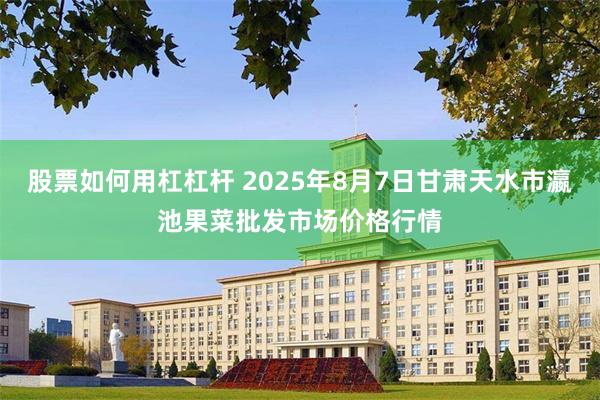 股票如何用杠杠杆 2025年8月7日甘肃天水市瀛池果菜批发市场价格行情