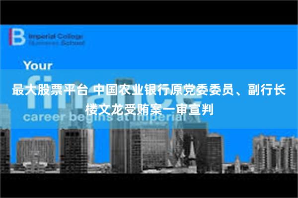 最大股票平台 中国农业银行原党委委员、副行长楼文龙受贿案一审宣判